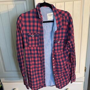 Abercrombie & Fitch Blue and Red Plaid Shirt